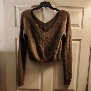 American Eagle Outfitters Brown V-Neck Sweater